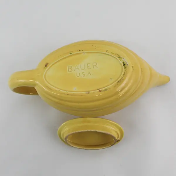 Vintage  1940s Bauer Pottery Yellow Aladdin Style 4 Cup Teapot