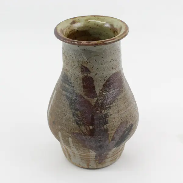 Handmade And Painted Brown And Gray Art Pottery Vase Signed James Towes