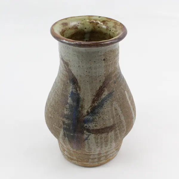 Handmade And Painted Brown And Gray Art Pottery Vase Signed James Towes