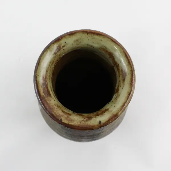 Handmade And Painted Brown And Gray Art Pottery Vase Signed James Towes