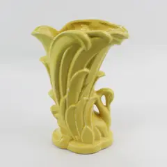 Vintage McCoy Pottery Swan Vase Yellow 9.25"