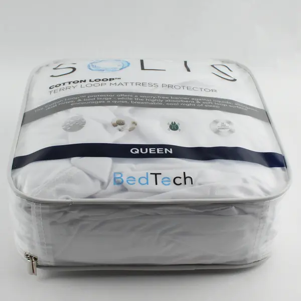 Solis BedTech Cotton Loop Terry Loop Mattress Protector Queen Size Waterproof