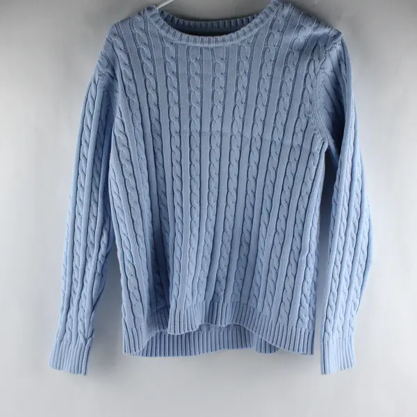 L. L. Bean Solid Baby Blue Color Knit Sweater Top 100% Cotton Womens Size XL