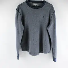 American Eagle Blue/Gray Horizontal Striped Knit Long Sleeve Sweater Womens Sz L