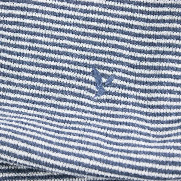 American Eagle Blue/Gray Horizontal Striped Knit Long Sleeve Sweater Womens Sz L