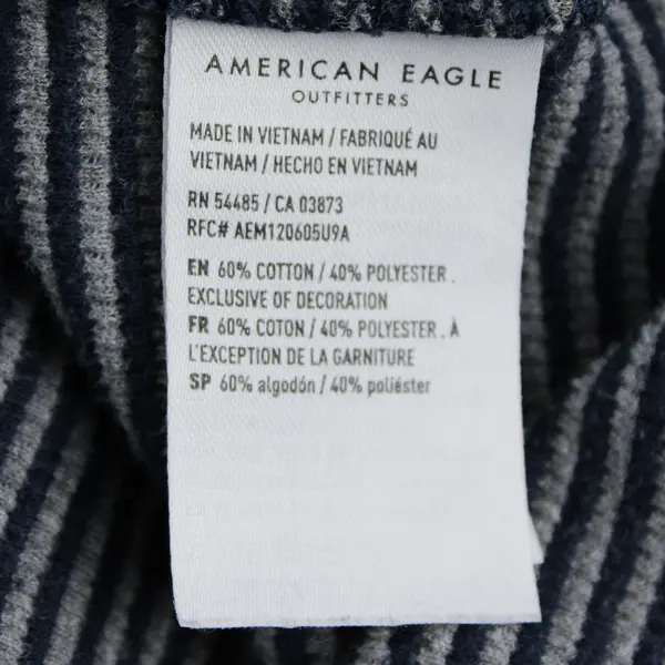 American Eagle Blue/Gray Horizontal Striped Knit Long Sleeve Sweater Womens Sz L