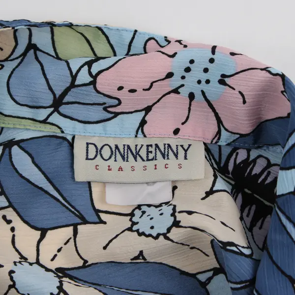 Donnkenny Classics Blue Floral Short Sleeve Button Up Top About Womens Size XL