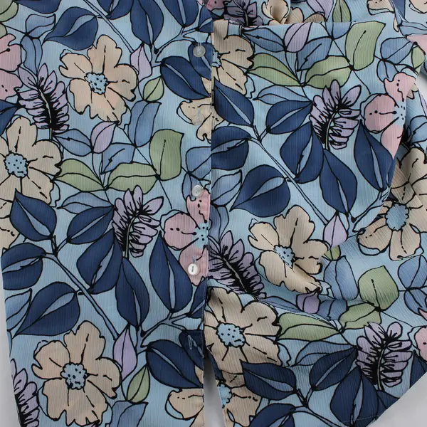Donnkenny Classics Blue Floral Short Sleeve Button Up Top About Womens Size XL