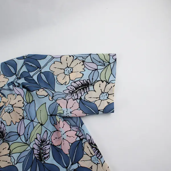 Donnkenny Classics Blue Floral Short Sleeve Button Up Top About Womens Size XL