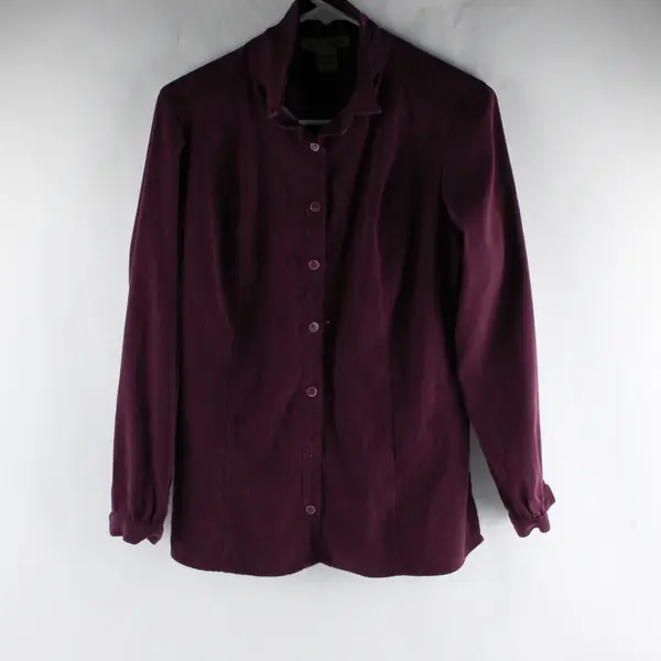 Notations Womens S Burgundy Plum Long Sleeve Button Up Blouse Top