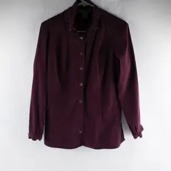 Notations Womens S Burgundy Plum Long Sleeve Button Up Blouse Top