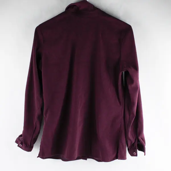 Notations Womens S Burgundy Plum Long Sleeve Button Up Blouse Top