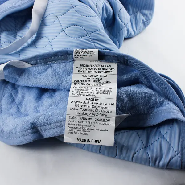 Qingdao Jiankun Blue Twin Mattress Pad Polyester Spandex Outer