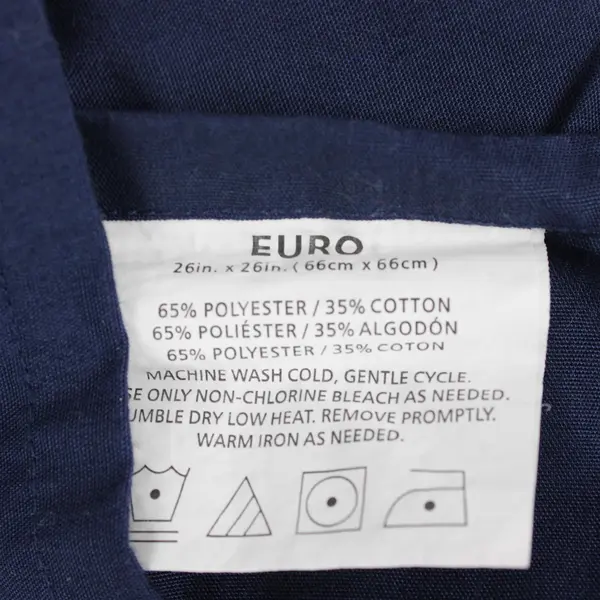 Lot Of 2 EURO Matching Navy Blue Square Pillowcases Polyester/Cotton 26" x 26"