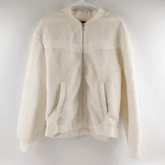 Zyia Active Women's Large White Sherpa Teddy Flying V Fleece Full Zip Jacket