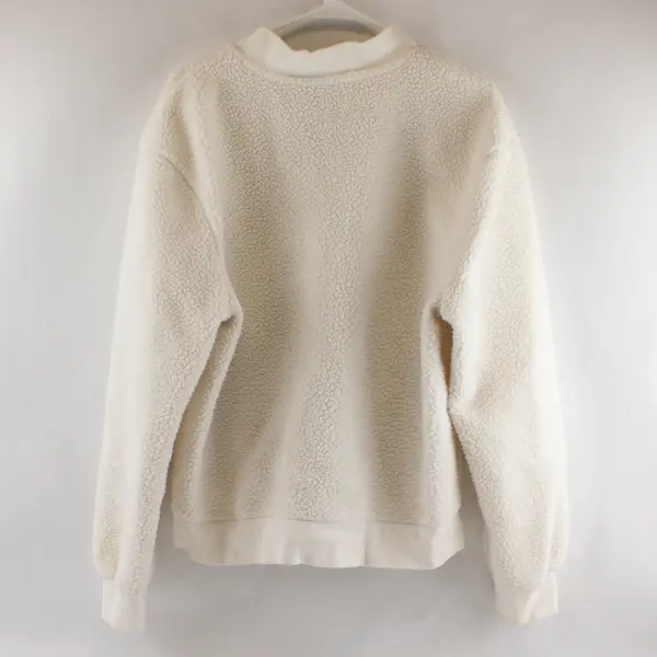 Zyia Active Women's Large White Sherpa Teddy Flying V Fleece Full Zip Jacket