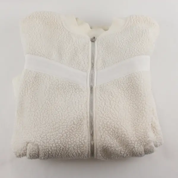 Zyia Active Women's Large White Sherpa Teddy Flying V Fleece Full Zip Jacket