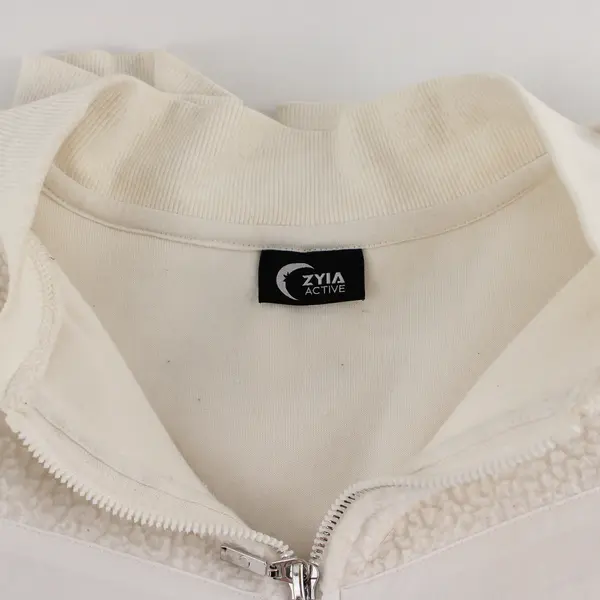 Zyia Active Women's Large White Sherpa Teddy Flying V Fleece Full Zip Jacket