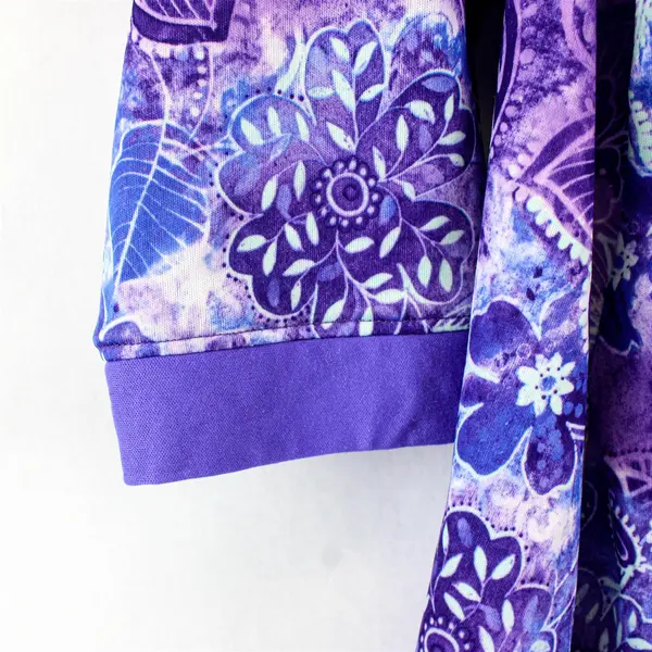Collections Etc. Purple Floral Pattern Zip-Up House Dress Women's Large