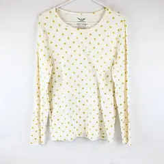 Faded Glory Gold Star Pattern White Long-Sleeved T-Shirt Women's XL 16-18