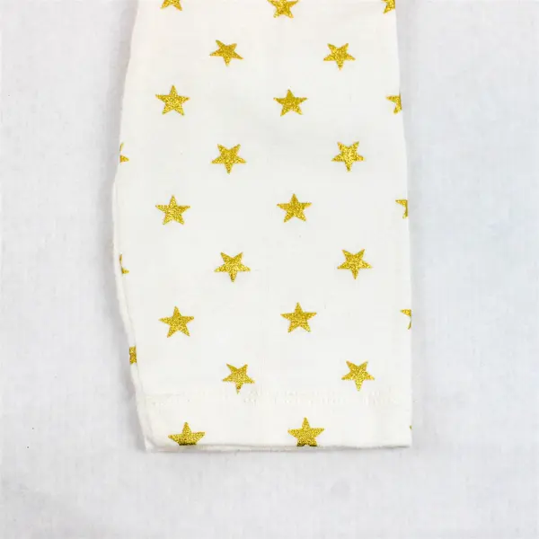 Faded Glory Gold Star Pattern White Long-Sleeved T-Shirt Women's XL 16-18