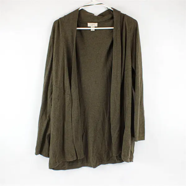 LOFT Olive Green Open-Front Knit Cardigan Women's Large