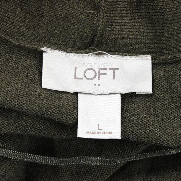 LOFT Olive Green Open-Front Knit Cardigan Women's Large