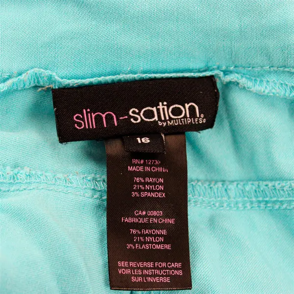 Slim-Sation By Multiples Aqua Jeggings Women's Plus Size 16