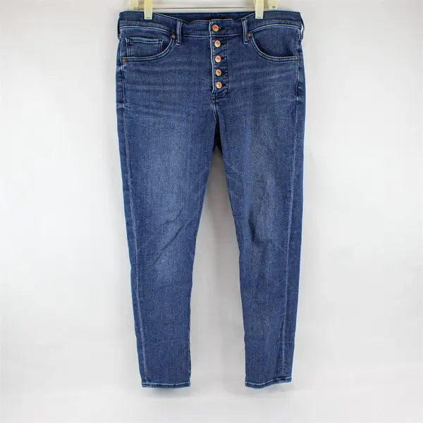 Express Medium Wash Mid-Rise Button Fly Skinny Jeans Women's Size 14R