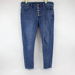 Express Medium Wash Mid-Rise Button Fly Skinny Jeans Women's Size 14R