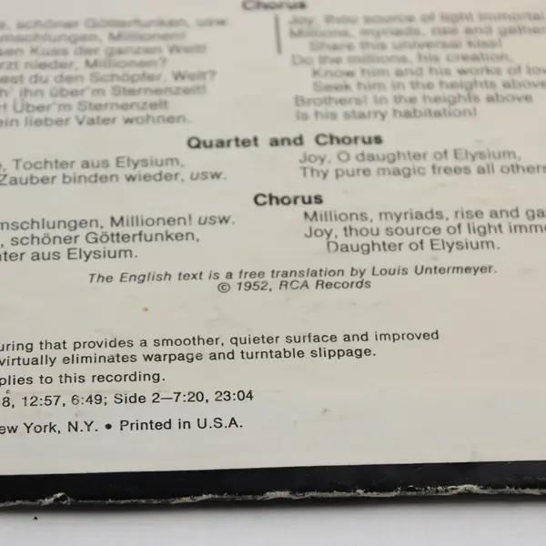 Toscanini Beethoven: Ninth Symphony 12"  Vinyl Records