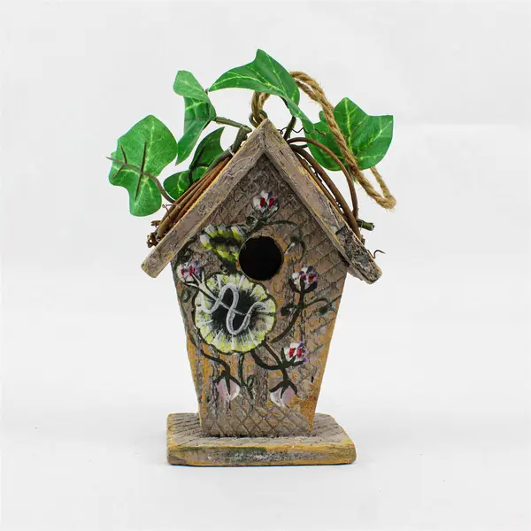 Lot of 3 Hand-Painted Wooden Birdhouse Ornaments