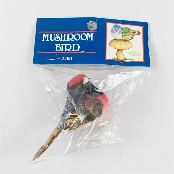 Raz Imports Lot of 7 Miniature Mushroom Bird Craft Figures New NIP