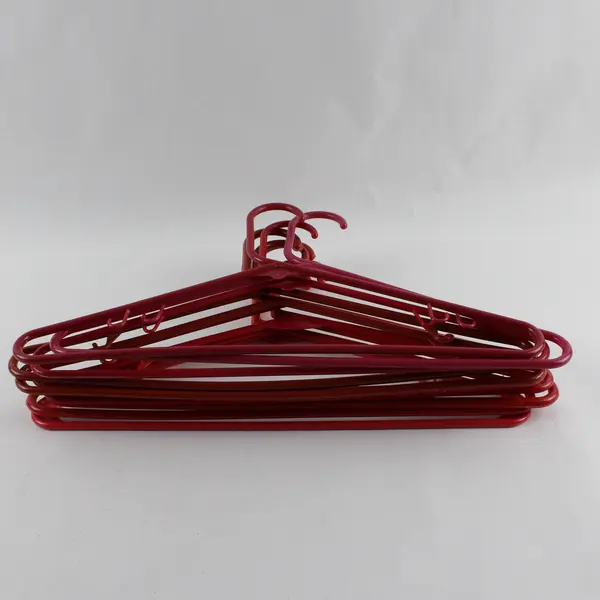 Lot of 10 Pink and Red Clothes Hangers with Strap Hooks