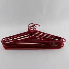Lot of 10 Pink and Red Clothes Hangers with Strap Hooks
