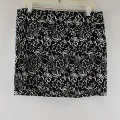 Zac & Rachel Black and White Floral Pattern Mini Pencil Skort Women's Large