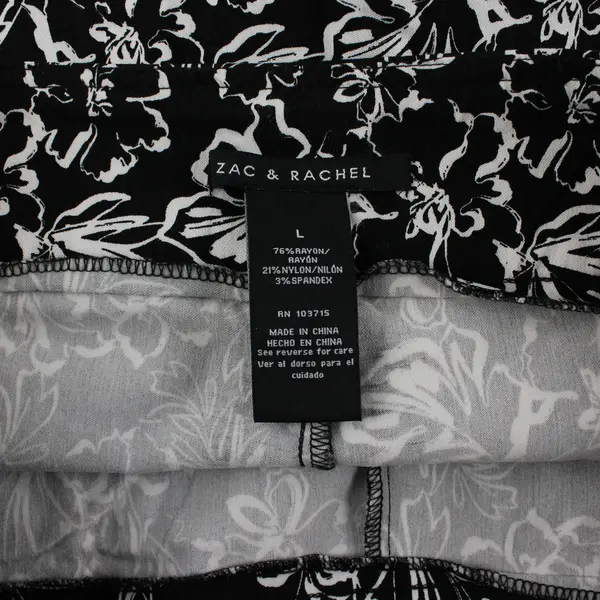Zac & Rachel Black and White Floral Pattern Mini Pencil Skort Women's Large