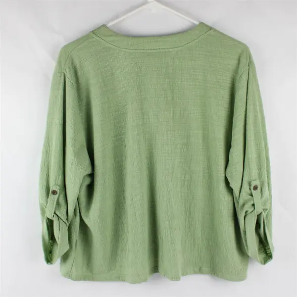 Telluride Light Green Roll-Tab Sleeve Button-Up Blouse Women's Large