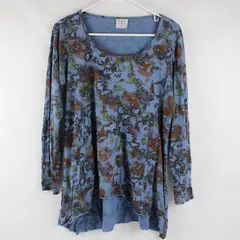 C.M.C. by Color Me Cotton Blue Brown & Green Long-Sleeved Shirt Women's Medium