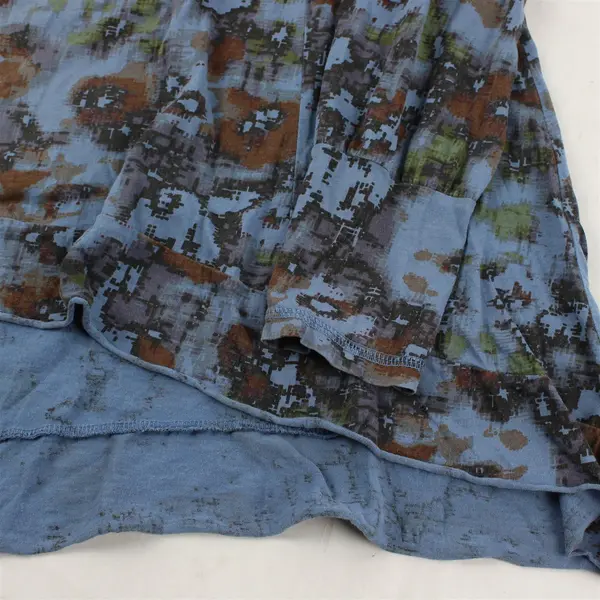 C.M.C. by Color Me Cotton Blue Brown & Green Long-Sleeved Shirt Women's Medium