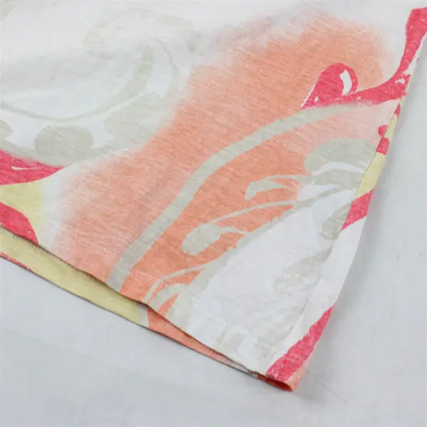 Chico's Multicolor Print Short Sleeve T-Shirt Yellow Orange Pink Cream Sz 2