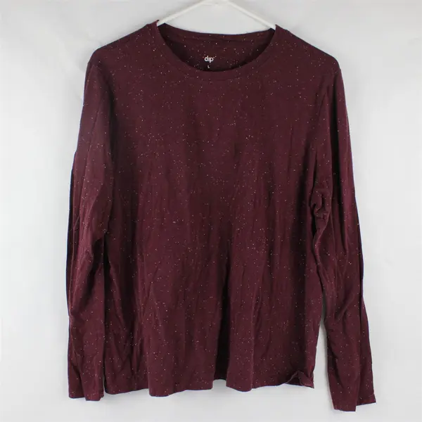 Dip White Speckled Burgundy Long-Sleeved T-Shirt Women's Large