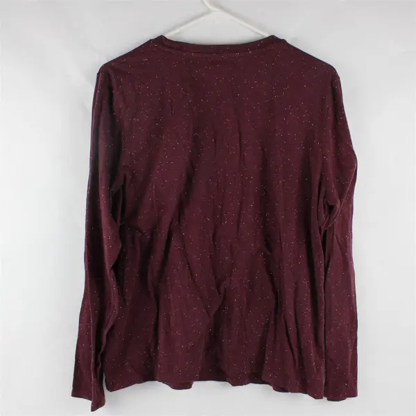 Dip White Speckled Burgundy Long-Sleeved T-Shirt Women's Large