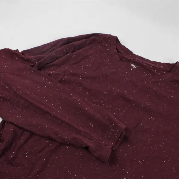 Dip White Speckled Burgundy Long-Sleeved T-Shirt Women's Large