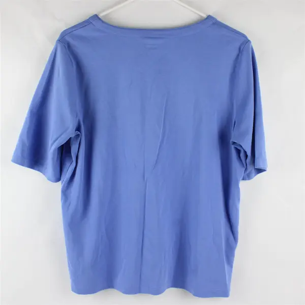 Lands' End Women's Large 14-16 Cornflower Blue Half Sleeve Split Neck Tee