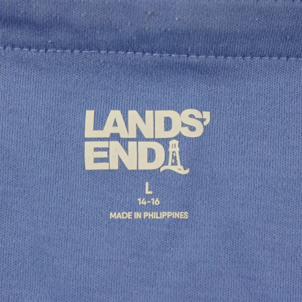 Lands' End Women's Large 14-16 Cornflower Blue Half Sleeve Split Neck Tee