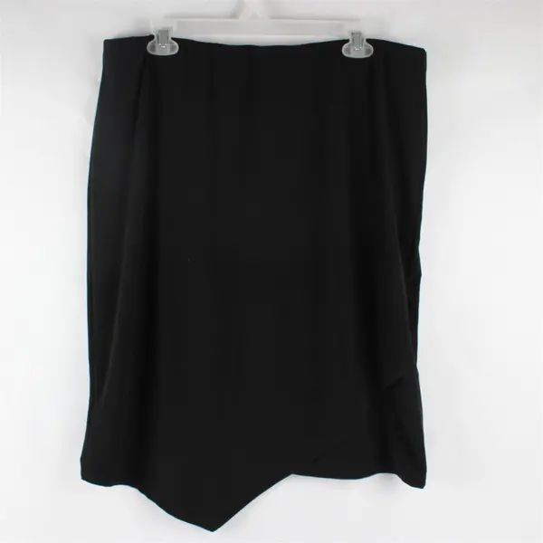 Chico's Solid Black Elastic Waist Midi Pencil Skirt Women's Size 2