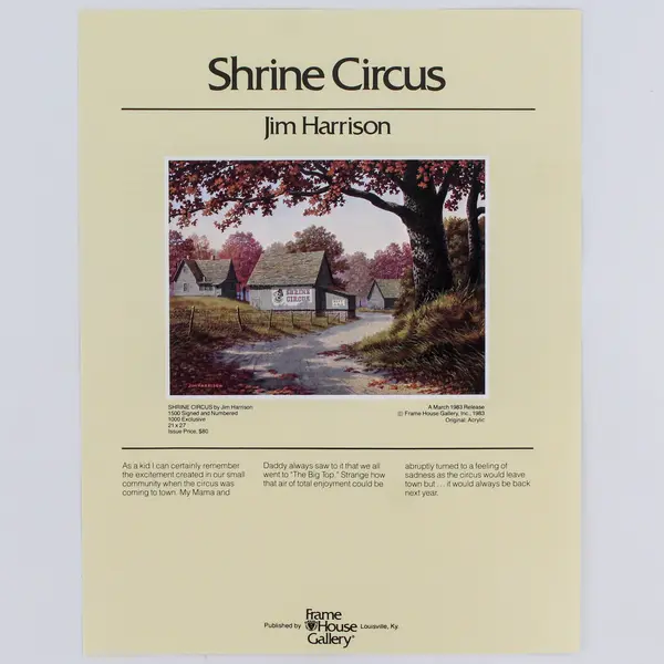 Jim Harrison L. E. "Shrine Circus" Art Print Signed and Numbered 265/1500