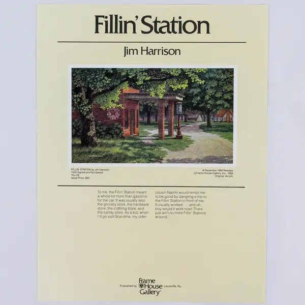 Jim Harrison Fillin' Station 1983 Signed Numbered Limited Edition Art Print