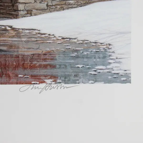 1995 Jim Harrison Signed Print Red Bridge Art Print 14" x 23"